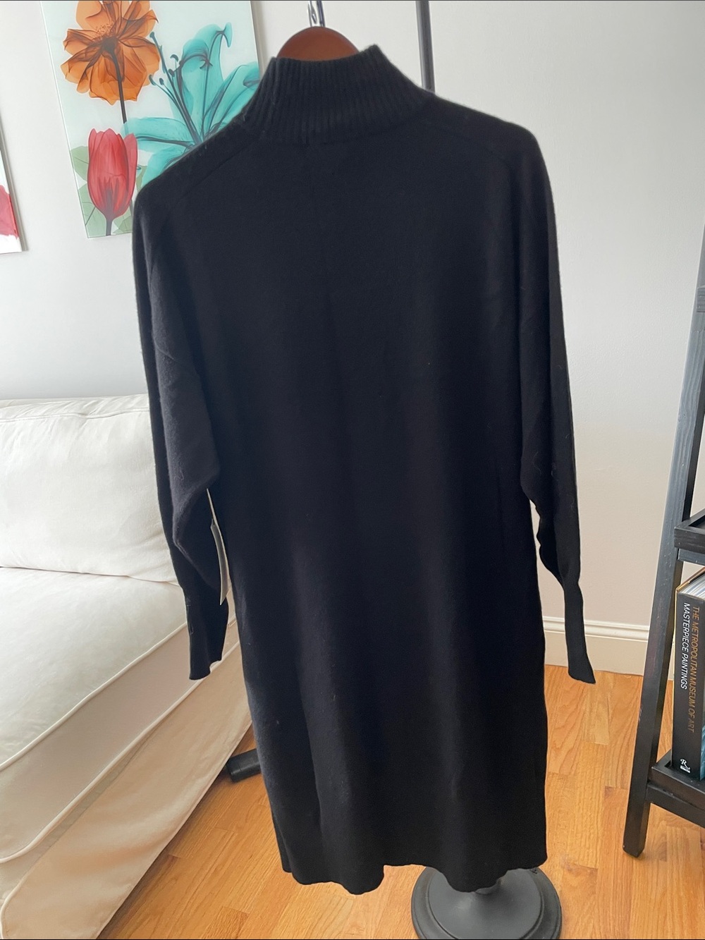 Ann Taylor cashmere Black Ribbed Turtleneck Sweater Dress - Picture 5 of 8